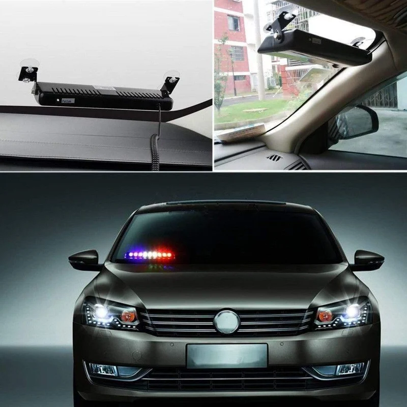 9LED 12LED Rot Blau Gelb Auto Polizei Strobe Flash Light Windschutzscheibe Sucker Dash Notfall Warnung Nebelscheinwerfer
