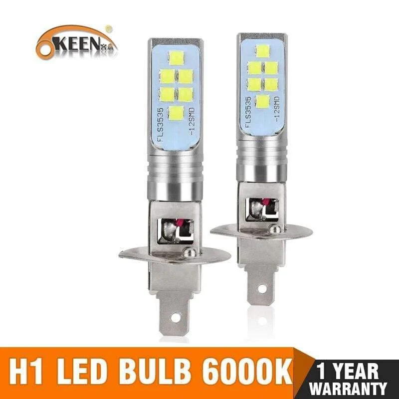 2Pcs H1 Led-lampe Super Helle 12 3535SMD Auto Nebel Lichter Blub für Auto 12V 24V 6000K Weiß Driving Tagfahrlicht Auto