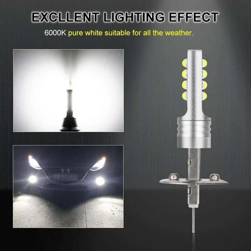 2Pcs H1 Led-lampe Super Helle 12 3535SMD Auto Nebel Lichter Blub für Auto 12V 24V 6000K Weiß Driving Tagfahrlicht Auto