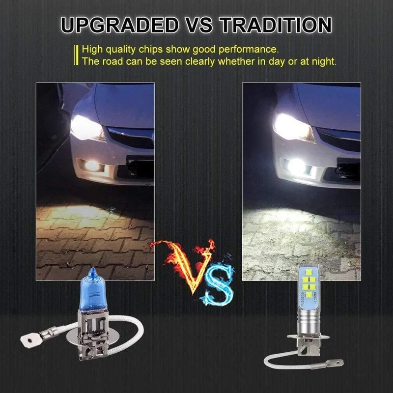 2Pcs H1 Led-lampe Super Helle 12 3535SMD Auto Nebel Lichter Blub für Auto 12V 24V 6000K Weiß Driving Tagfahrlicht Auto