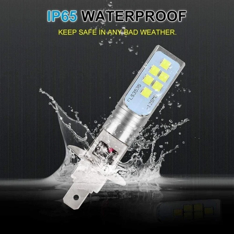 2Pcs H1 Led-lampe Super Helle 12 3535SMD Auto Nebel Lichter Blub für Auto 12V 24V 6000K Weiß Driving Tagfahrlicht Auto