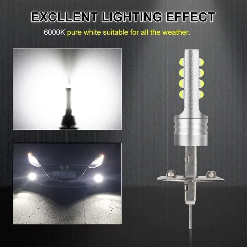 2Pcs H1 Led-lampe Super Helle 12 3535SMD Auto Nebel Lichter Blub für Auto 12V 24V 6000K Weiß Driving Tagfahrlicht Auto