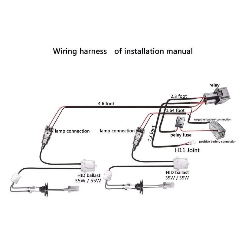 Car Kit Xenon HID-Kabelbäume H1 H3 9005 9006 HB3 HB4 880 H11 H7 HID-Kabelbaum-Kabelsatz Motorrad 12V 35W / 55W