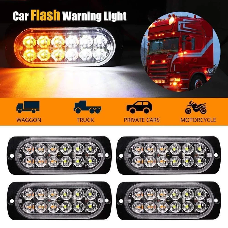 LED-Blitz-Warnlicht, Gitter, blinkend, Pannennotlicht, Motorrad, Auto, LKW, Seitenleuchte, Verkehrssignal, Licht, 12 V, 24 V