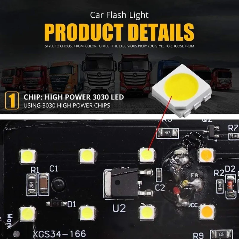 LED-Blitz-Warnlicht, Gitter, blinkend, Pannennotlicht, Motorrad, Auto, LKW, Seitenleuchte, Verkehrssignal, Licht, 12 V, 24 V