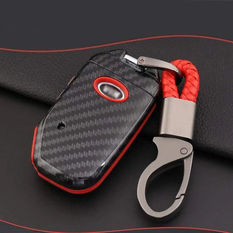 ABS Carbon Shell + Silikon Abdeckung Fernschlüsselhalter Fob Case & KeyChain Für Kia Sportage R 2018