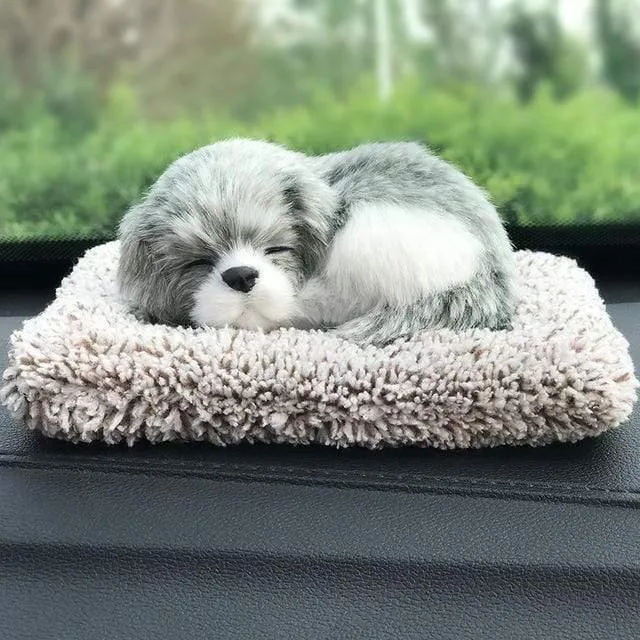 Auto Ornament ABS Plüsch Hunde Dekoration Simulation Schlafenden Hund Spielzeug Automotive Dashboard Dekor Ornamente Nette Auto Zubehör