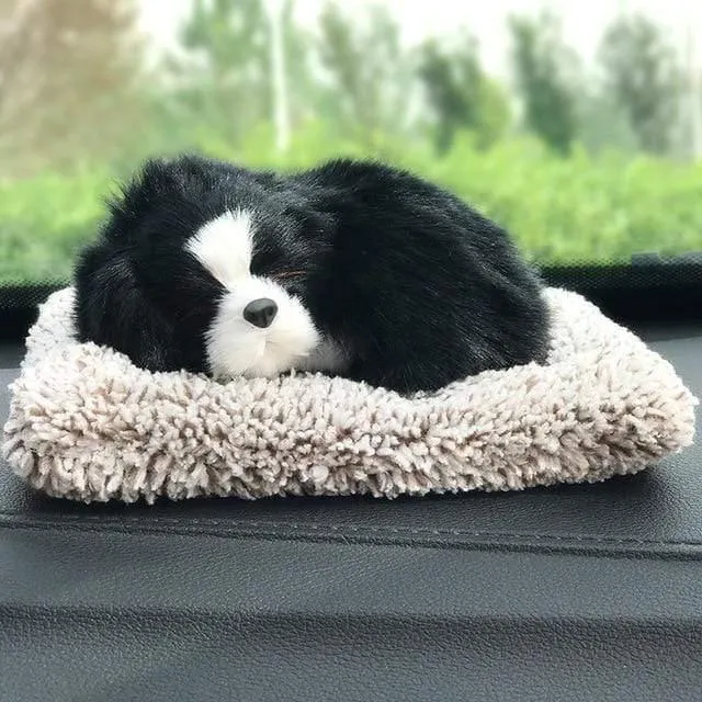 Auto Ornament ABS Plüsch Hunde Dekoration Simulation Schlafenden Hund Spielzeug Automotive Dashboard Dekor Ornamente Nette Auto Zubehör