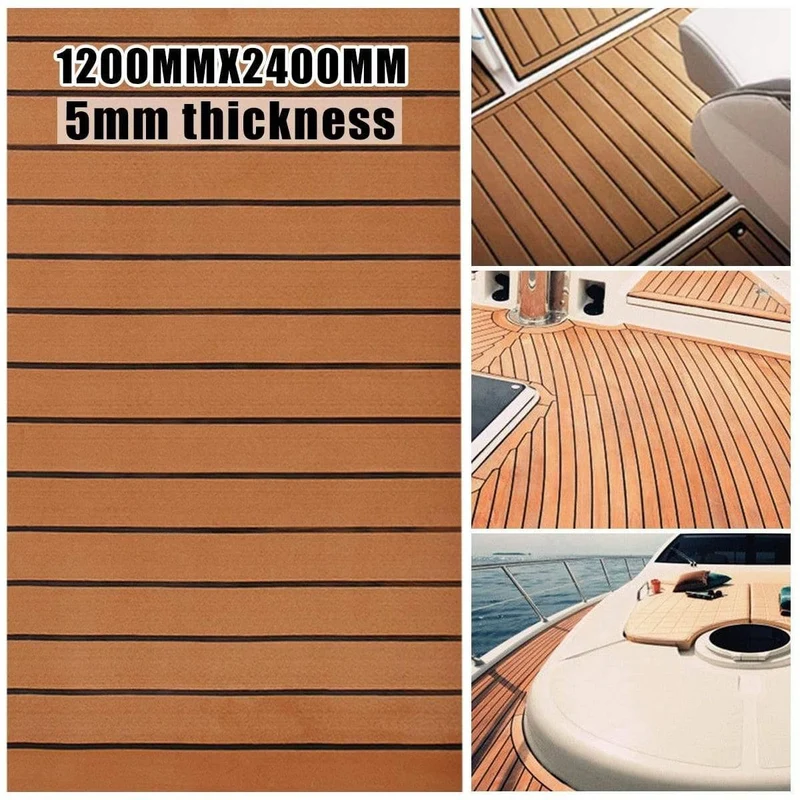 120cmx240cmx5mm Selbstklebender EVA-Schaum-Imitat-Teakholz-Blatt-Boots-Yacht-synthetischer Teakholz-Decking Brown und schwarzer Großhandel