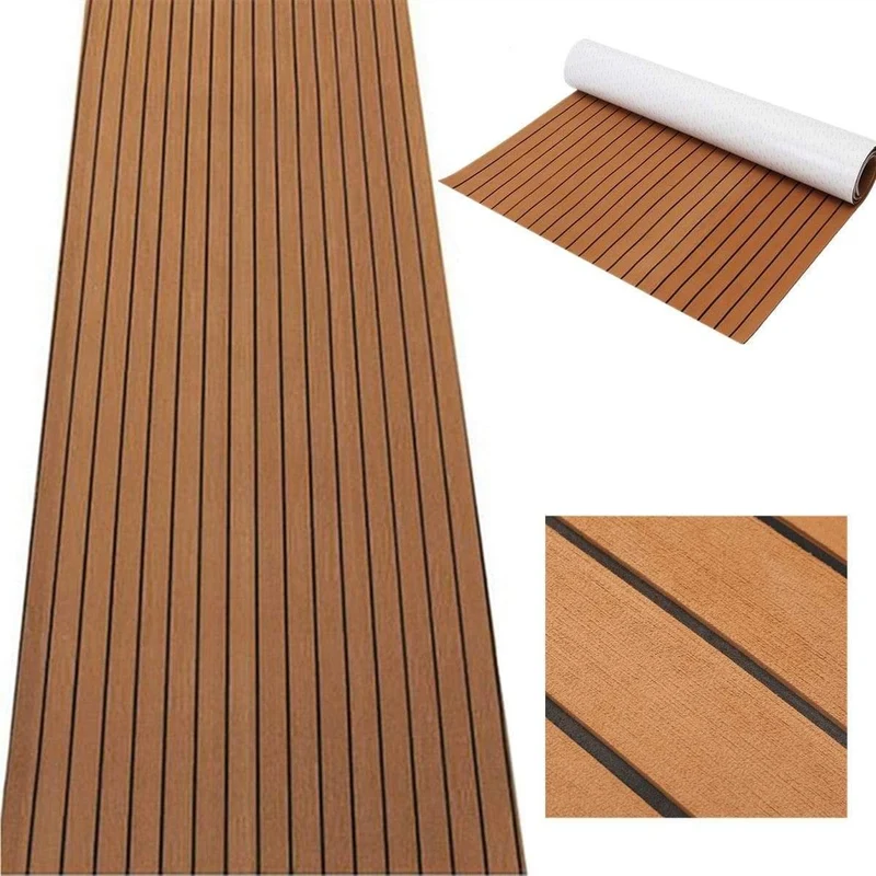 120cmx240cmx5mm Selbstklebender EVA-Schaum-Imitat-Teakholz-Blatt-Boots-Yacht-synthetischer Teakholz-Decking Brown und schwarzer Großhandel