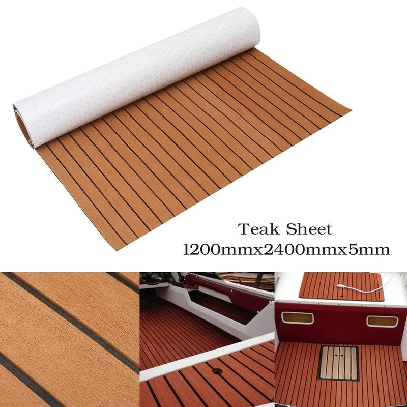 120cmx240cmx5mm Selbstklebender EVA-Schaum-Imitat-Teakholz-Blatt-Boots-Yacht-synthetischer Teakholz-Decking Brown und schwarzer Großhandel