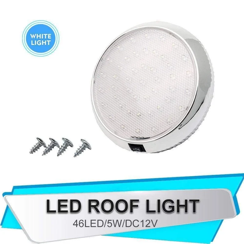 DC12V Auto Runde Decke Kuppeldach Innenbeleuchtung Lampe Ein / Aus-Schalter 46 LED Weißlicht