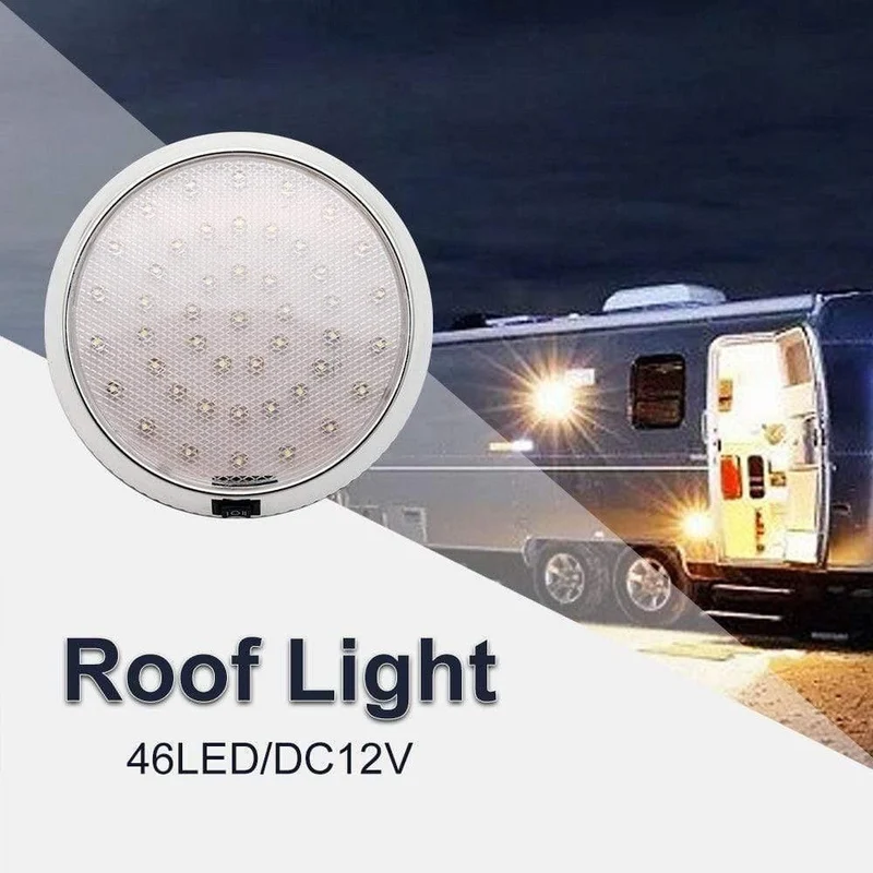 DC12V Auto Runde Decke Kuppeldach Innenbeleuchtung Lampe Ein / Aus-Schalter 46 LED Weißlicht