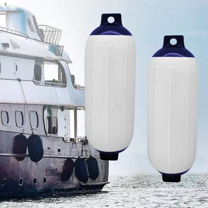 2 Stück UV-geschützter Bootsfender, Vinyl, gerippt, aufblasbarer Stoßfänger, Marine-Dock-Schild, Schutz, PVC, 11 x 40 cm, für Yacht, Schnellboot