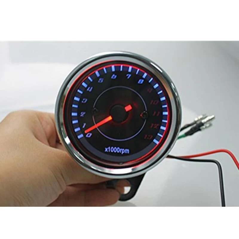 1 PC LED Hintergrundbeleuchtung Motorrad Drehzahlmesser Drehzahlmesser Drehzahlmesser 0-13000 RPM Chrom