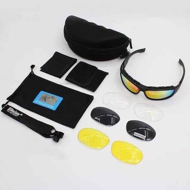 C6 Polarisationsbrille CS Army Tactical Motorcycle Hunting Shooting Airsoft Kugelsichere Militärbrille mit 4-Objektivsatz