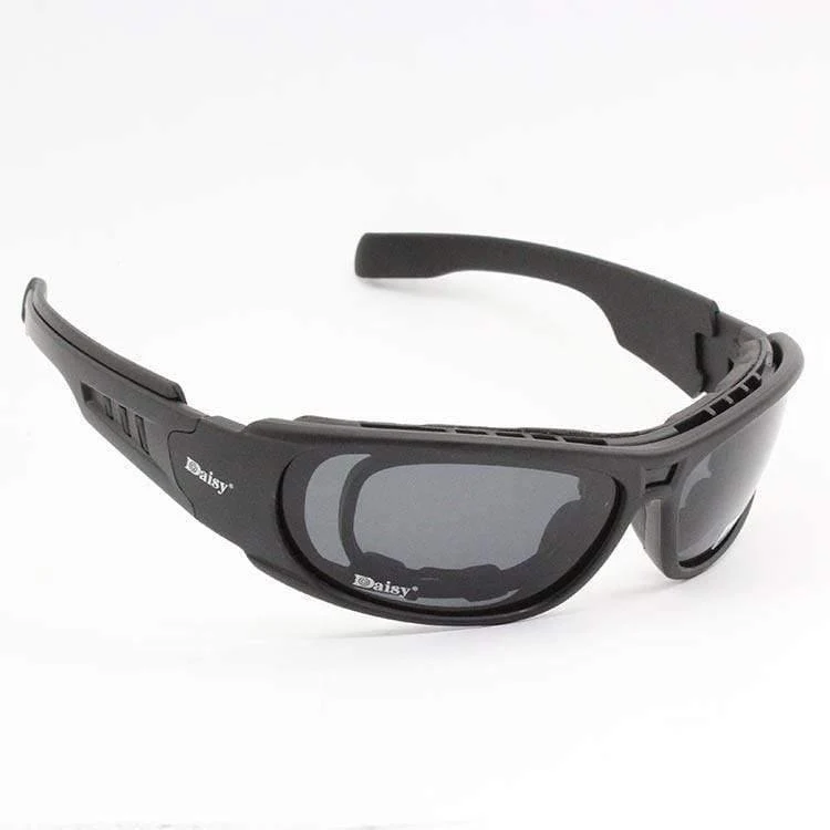 C6 Polarisationsbrille CS Army Tactical Motorcycle Hunting Shooting Airsoft Kugelsichere Militärbrille mit 4-Objektivsatz