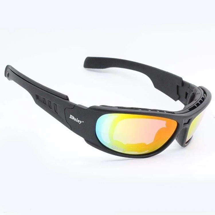 C6 Polarisationsbrille CS Army Tactical Motorcycle Hunting Shooting Airsoft Kugelsichere Militärbrille mit 4-Objektivsatz
