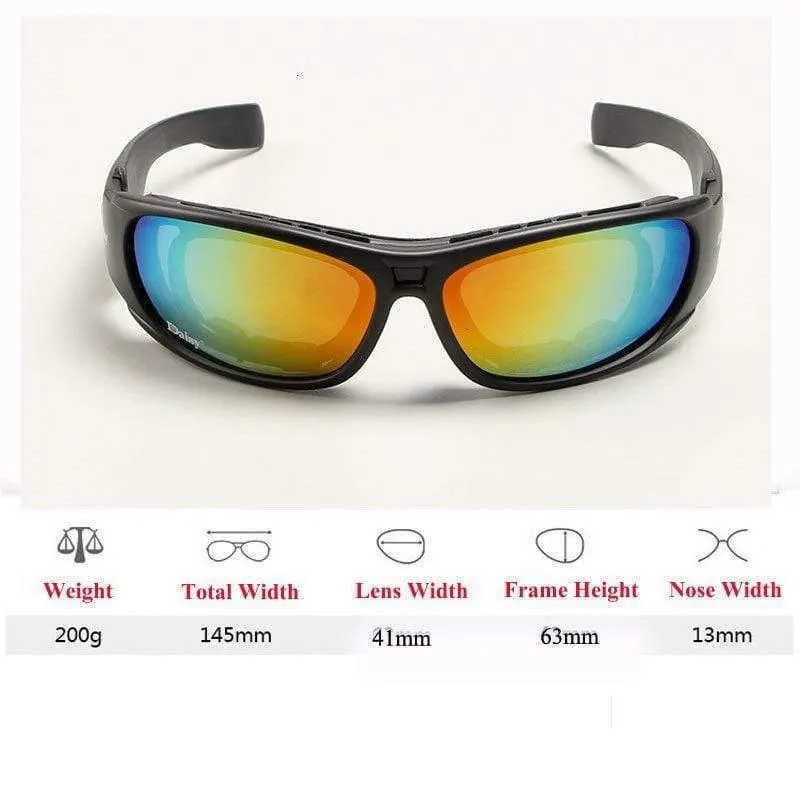 C6 Polarisationsbrille CS Army Tactical Motorcycle Hunting Shooting Airsoft Kugelsichere Militärbrille mit 4-Objektivsatz