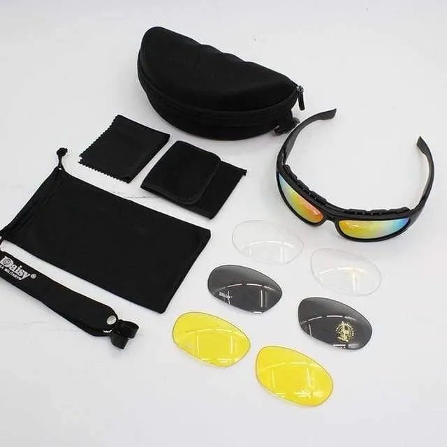 C6 Polarisationsbrille CS Army Tactical Motorcycle Hunting Shooting Airsoft Kugelsichere Militärbrille mit 4-Objektivsatz