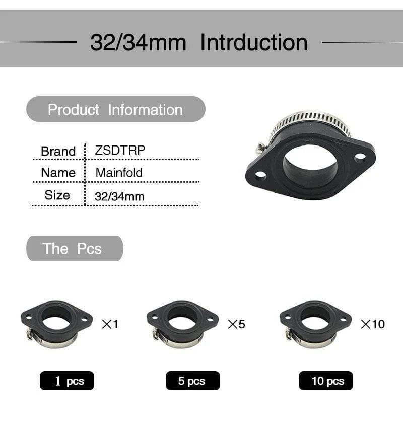 Gummi Motorrad Vergaser Adapter Einlass Ansaugrohr Dirt Bike Für MIKUNI OKO KOSO KEIHIN 28 30 32 34 PE28mm PE30mm