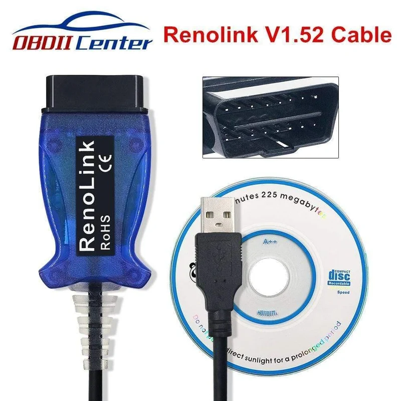 Renollink USB Diagnosekabel Für Renault ECU Programmierschlüssel Programmierung Airbag Reset Reno Link V1.52 OBDII Programmierer