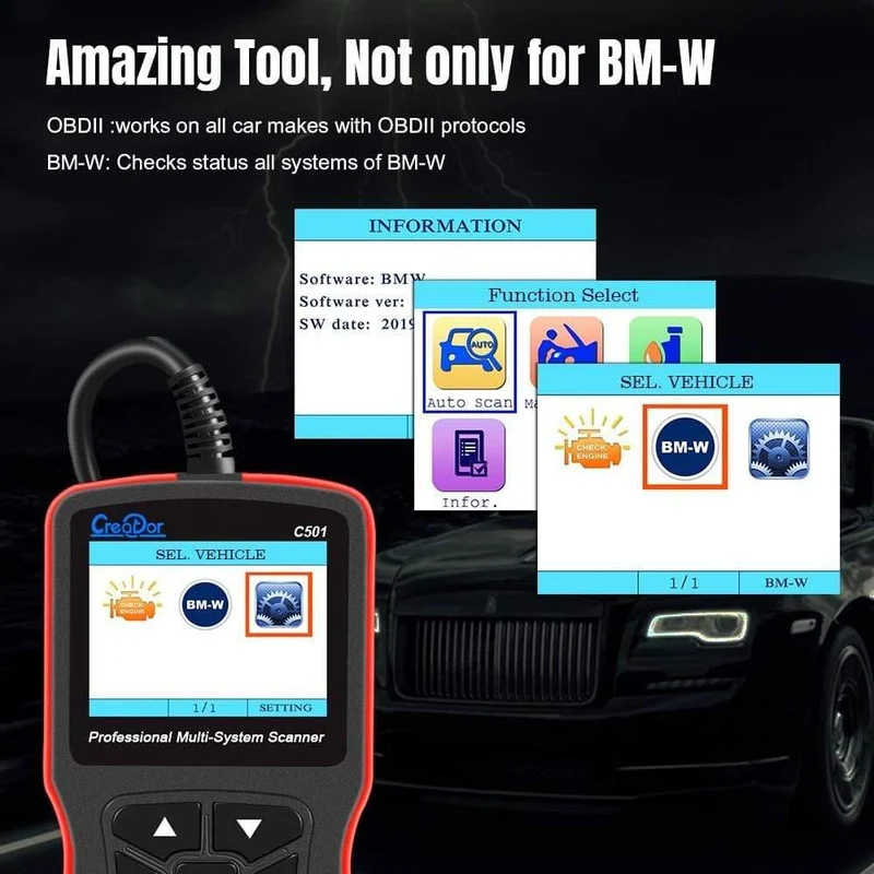 C501 OBD 2 Autodiagnose für BMW e46 e39 e90 e60 Diagnosescanner Codeleser AC EPS Ölservice Reset EPB ABS Airbag