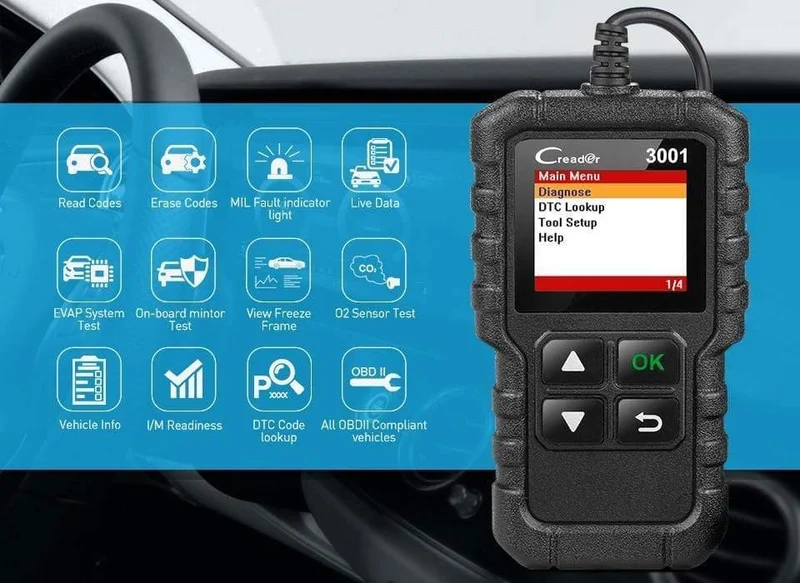 X431 CR3001 Vollständiger OBD2-Scanner OBD 2 Motorcodeleser Creader 3001 Autodiagnosetool PK CR319 AD310 ELM327 Scan-Tool