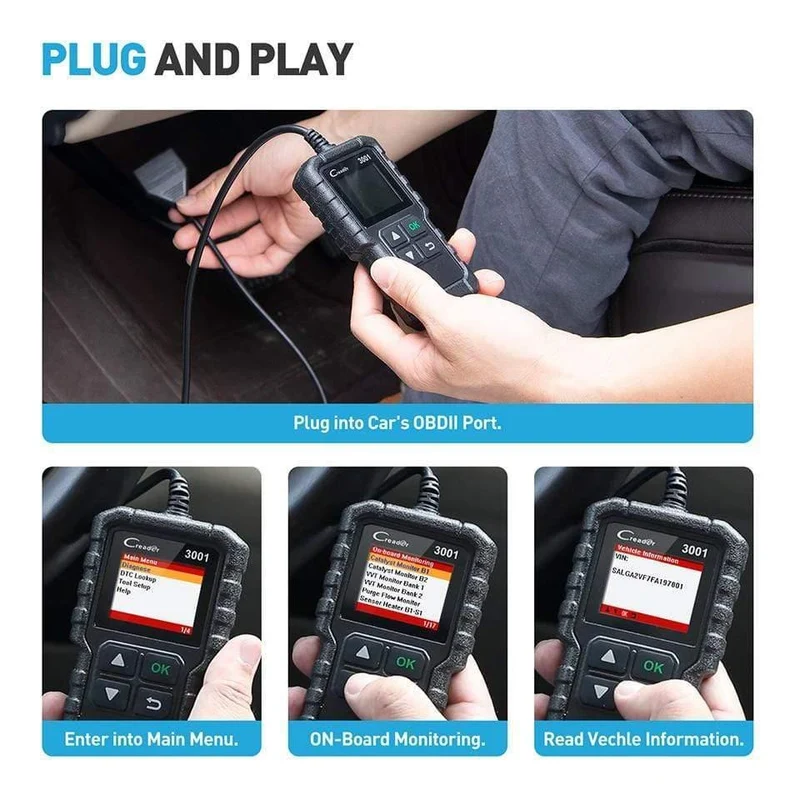 X431 CR3001 Vollständiger OBD2-Scanner OBD 2 Motorcodeleser Creader 3001 Autodiagnosetool PK CR319 AD310 ELM327 Scan-Tool