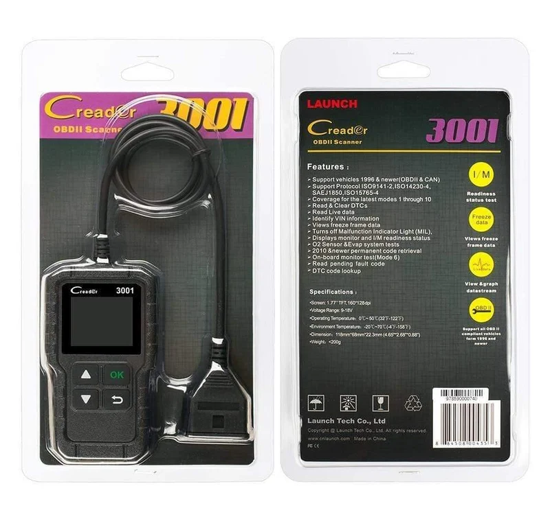X431 CR3001 Vollständiger OBD2-Scanner OBD 2 Motorcodeleser Creader 3001 Autodiagnosetool PK CR319 AD310 ELM327 Scan-Tool