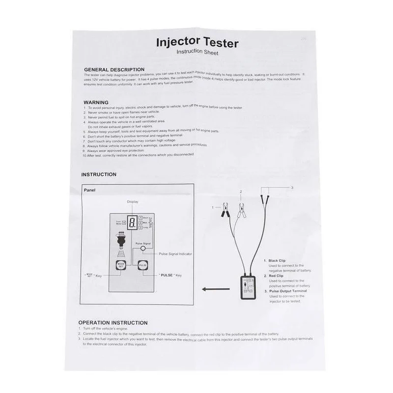 Professioneller EM276-Injektor-Tester, 4 Plus-Modi, leistungsstarkes Kraftstoffsystem-Scan-Tool, EM276-Injektor-Tester
