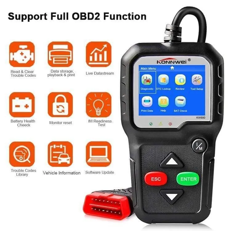 OBD2-Scanner OBD-Autodiagnosewerkzeug KONNWEI KW680 Lesen Fehlercodes löschen Russischer OBD2-Automobilscanner
