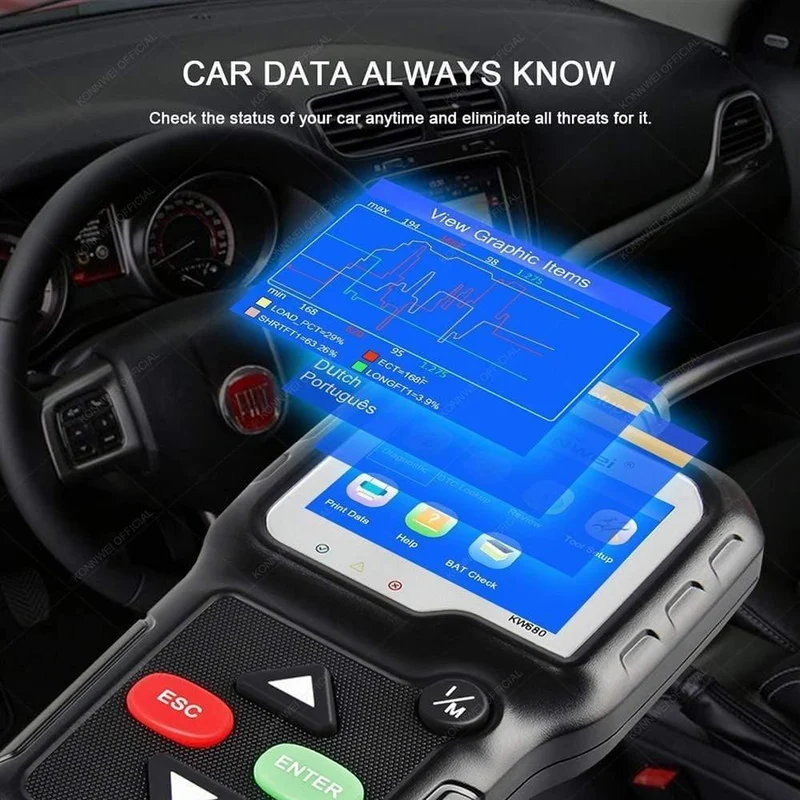 OBD2-Scanner OBD-Autodiagnosewerkzeug KONNWEI KW680 Lesen Fehlercodes löschen Russischer OBD2-Automobilscanner