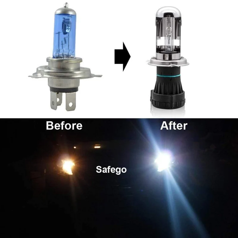 H4 Bixenon HID Kit 1 Paar 35W/55W Hi/Lo Beam Bi-Xenon-Scheinwerferlampen + 1 Relaiskabelbaum + 1 Paar digitales schlankes Vorschaltgerät DC12V