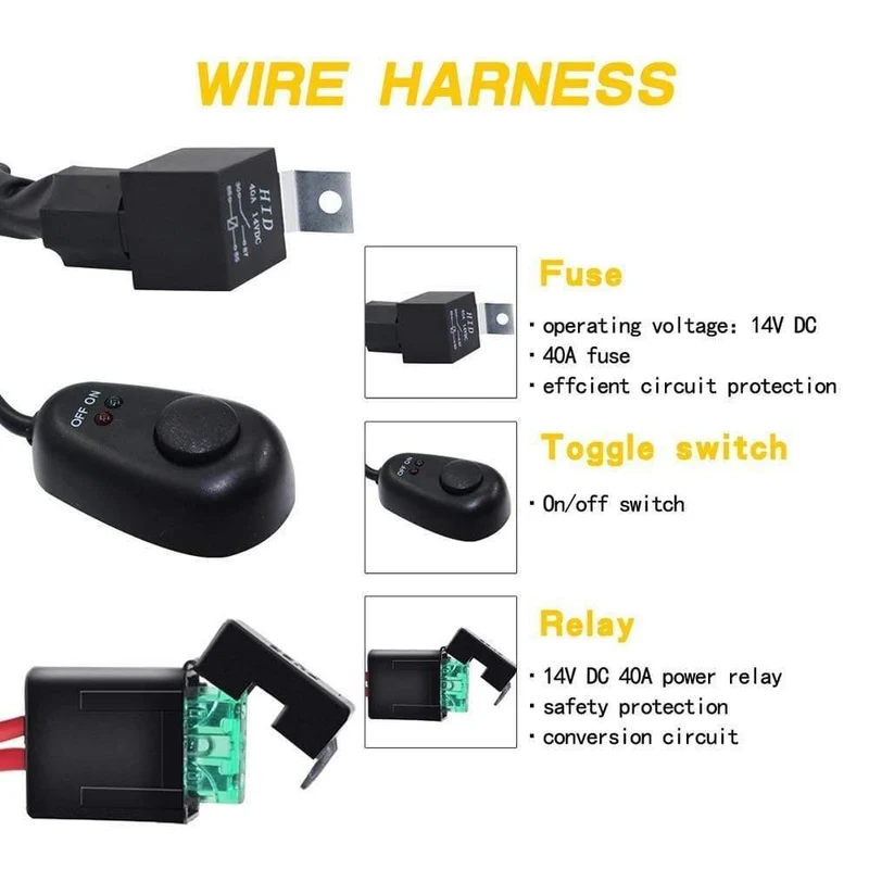 Kabelbaum-Schaltrelais-Kit für Connect 2 LED 300W Arbeitsscheinwerferleiste 4WD