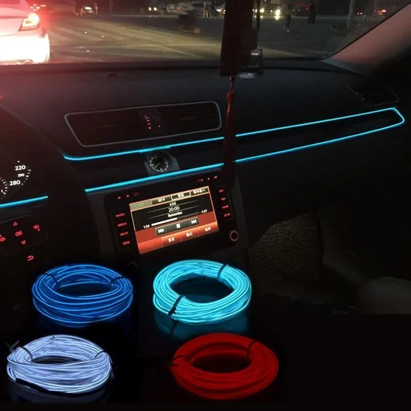 EL-Draht 12 V Auto Flexible Neon DIY Dekoration Auto LED Licht RGB Lichter Streifen Cool Für Auto Zentrale Steuerung Tür Outdoor Party