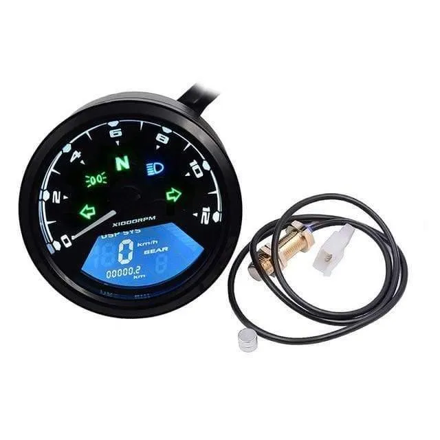 Motorrad Meter LED-Digitalanzeige Drehzahlmesser Kilometerzähler Ölzähler Multifunktions Mit Nachtsicht-Zifferblatt