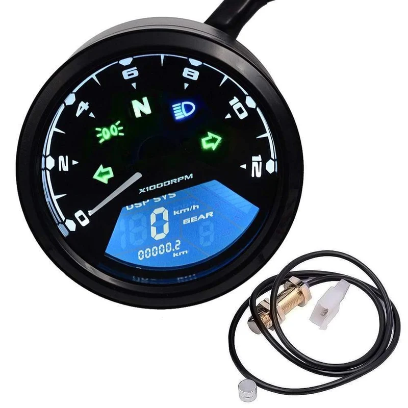 Motorrad Meter LED-Digitalanzeige Drehzahlmesser Kilometerzähler Ölzähler Multifunktions Mit Nachtsicht-Zifferblatt