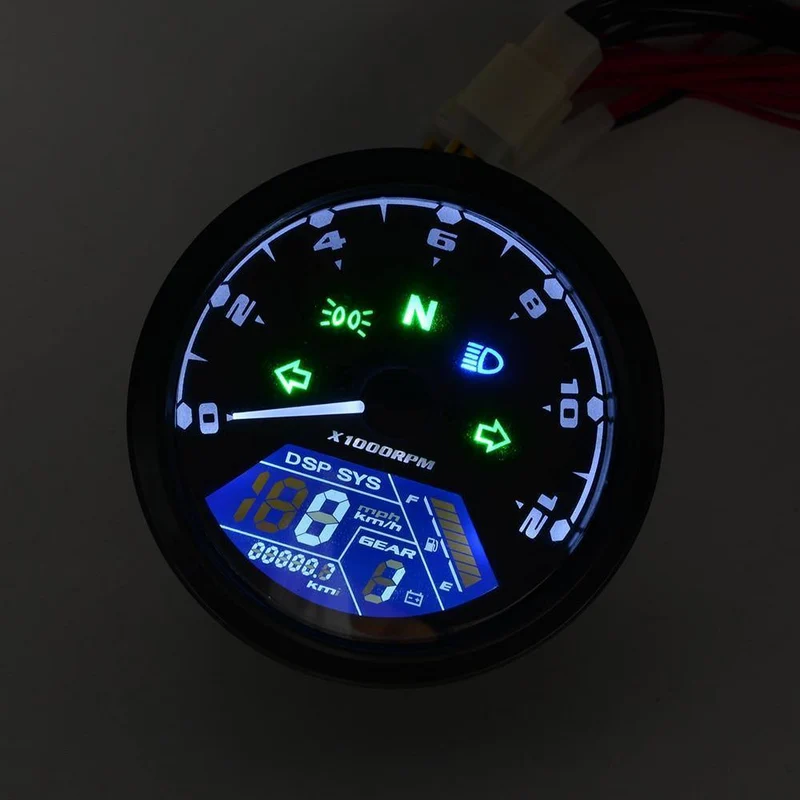Motorrad Meter LED-Digitalanzeige Drehzahlmesser Kilometerzähler Ölzähler Multifunktions Mit Nachtsicht-Zifferblatt