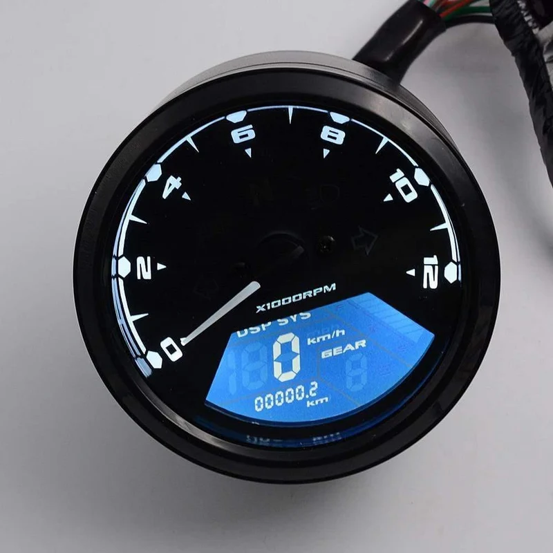 Motorrad Meter LED-Digitalanzeige Drehzahlmesser Kilometerzähler Ölzähler Multifunktions Mit Nachtsicht-Zifferblatt