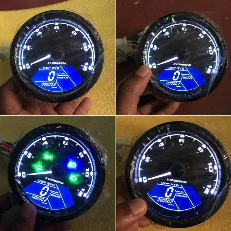 Motorrad Meter LED-Digitalanzeige Drehzahlmesser Kilometerzähler Ölzähler Multifunktions Mit Nachtsicht-Zifferblatt