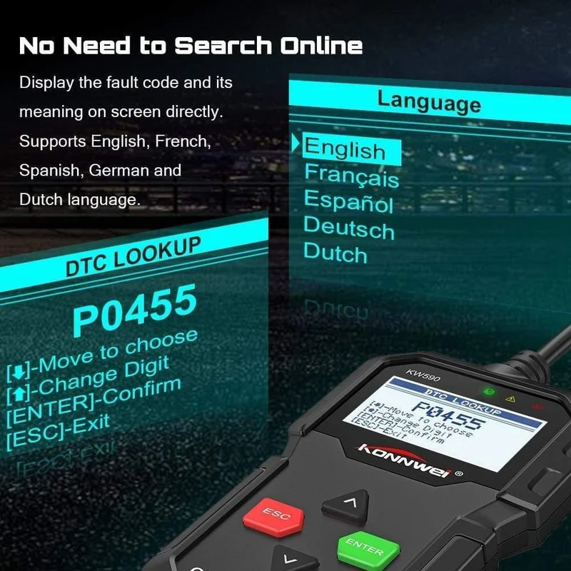 OBD Diagnosewerkzeug KONNWEI KW590 Auto Codeleser Automotive OBD2 Scanner Unterstützung Multi-Marken Autos & Sprachen Kostenloser Versand