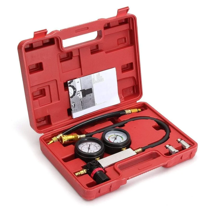 0-100PSI Zylinderlecktestgerät Kompressionsleckdetektor-Kit-Set Benzinmotor-Messgerät Doppel-Messgerät-System Automobilwerkzeuge