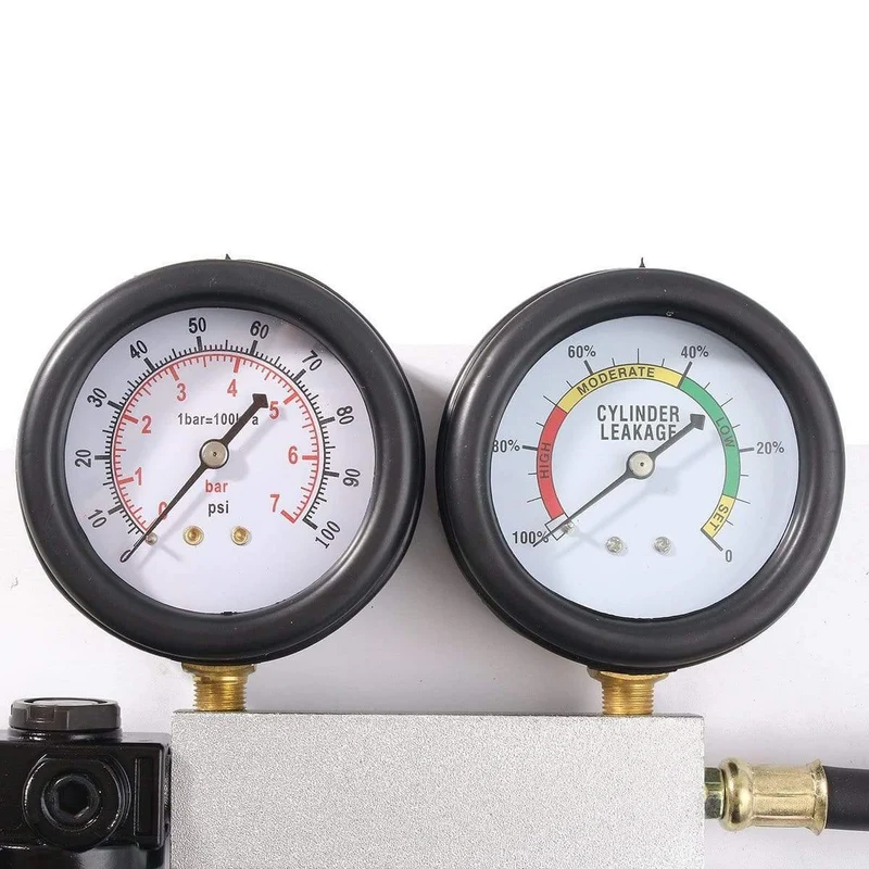 0-100PSI Zylinderlecktestgerät Kompressionsleckdetektor-Kit-Set Benzinmotor-Messgerät Doppel-Messgerät-System Automobilwerkzeuge