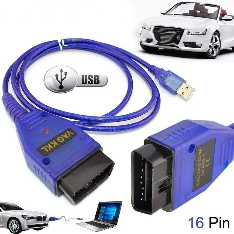 VAG-COM 409.1 Vag Com L USB + Fiat Ecu-Schnittstelle Auto-Ecu-Scan-Tool FT232RL Chip USB-Kabel OBD2 OBDII Diagnosescanner