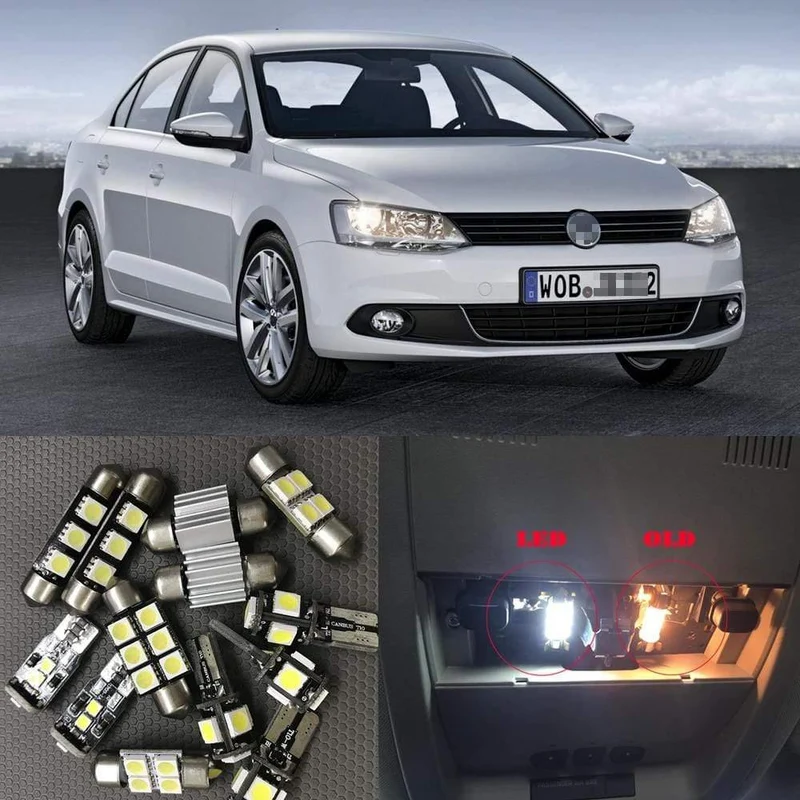 13 stücke Helle Auto-innenraum-led-glühbirnen Weiß Canbus Kit Für 2014 Volkswagen VW Jetta 6 MK6 VI Karte Dome Eitelkeit Spiegel Lampe
