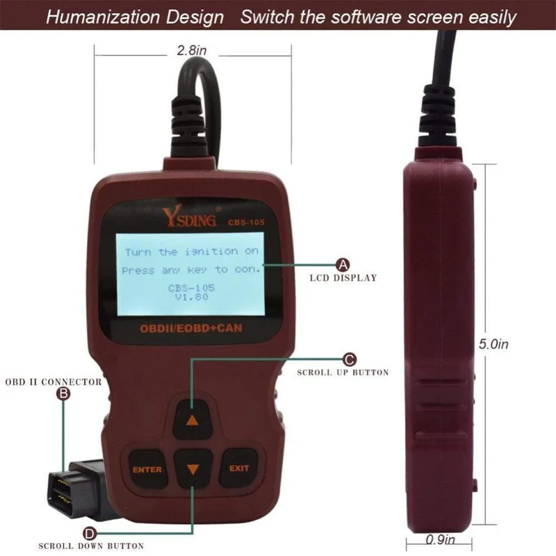 CBS-105 OBD2 Automotive Scanner OBD Auto Diagnose ToolCode Reader ODB2 Scanner OBDII OBD Auto Diagnose Scanner