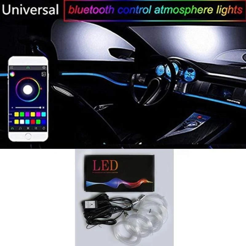 1 Set Bunte RGB LED Auto Innenraum Neon EL Draht Streifen Licht Auto Armaturenbrett Dekorative Lampe Sound Aktive APP Control kit