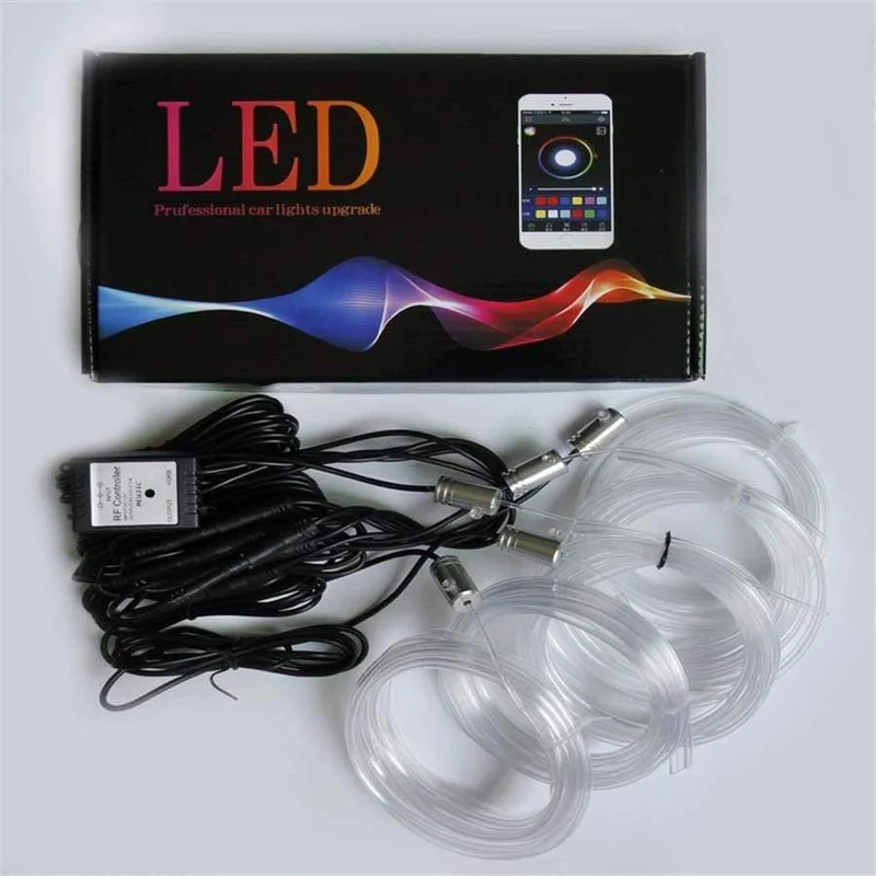1 Set Bunte RGB LED Auto Innenraum Neon EL Draht Streifen Licht Auto Armaturenbrett Dekorative Lampe Sound Aktive APP Control kit