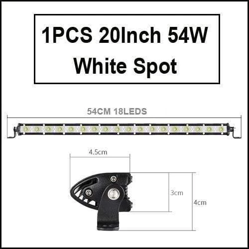 Super Slim 18W 36W 54W 72W 90W Einreihige LED-Lichtleiste für Offroad-Lkw 4X4 Autonetz-Spot-Fahrlichter 12V 24V Weiß Gelb